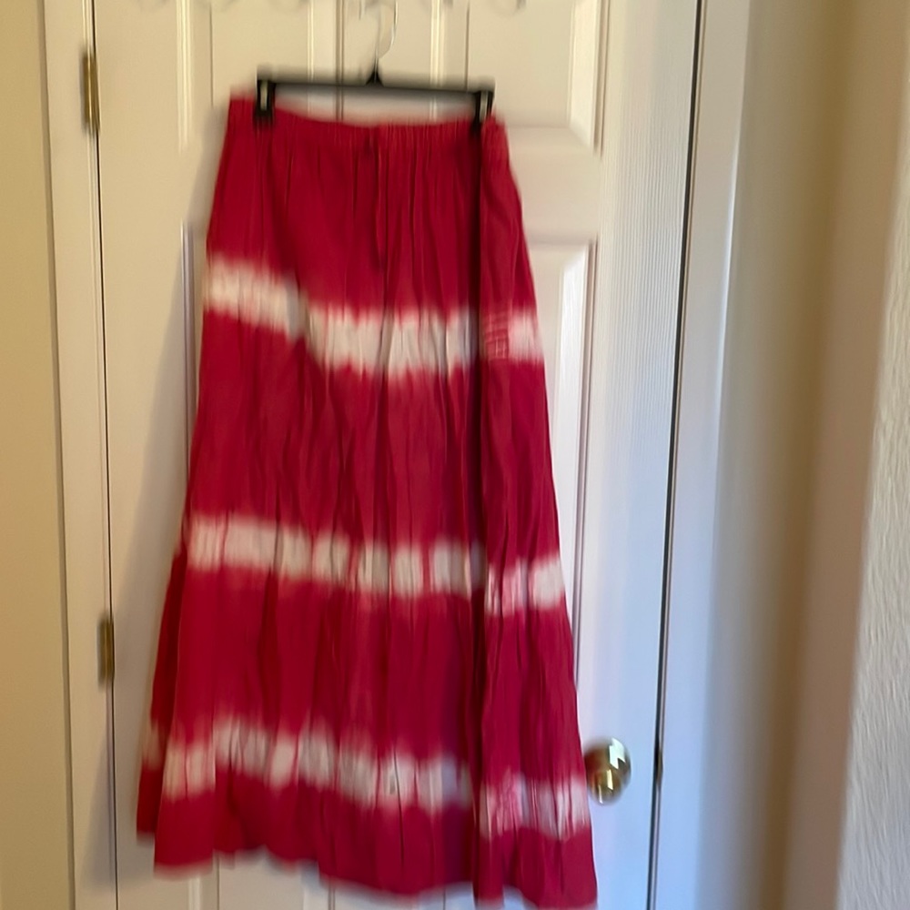 Pink and white boho prairie skirt